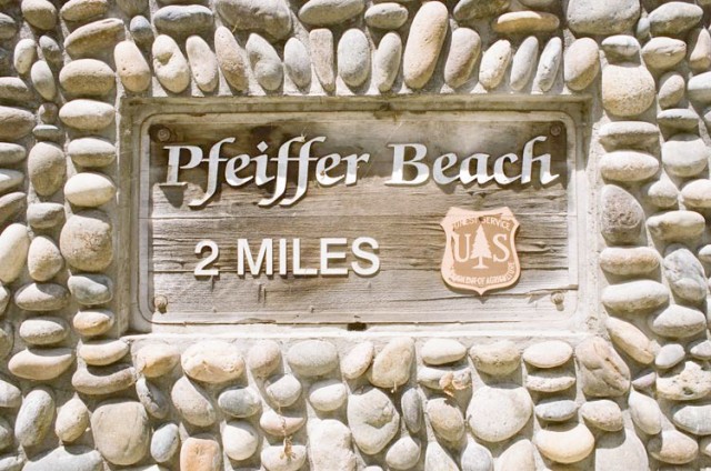 hidden sign to pfeiffer beach in big sur