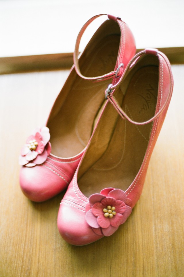 pink vintage wedding shoes